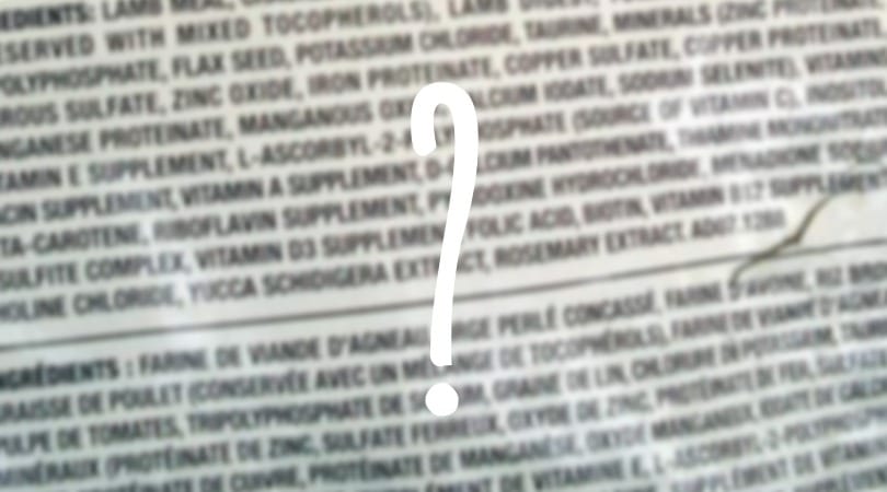 Pet food label